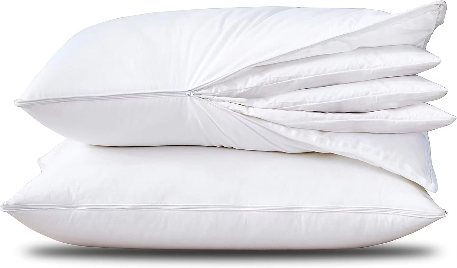 Two adjustable pillows stacked side view