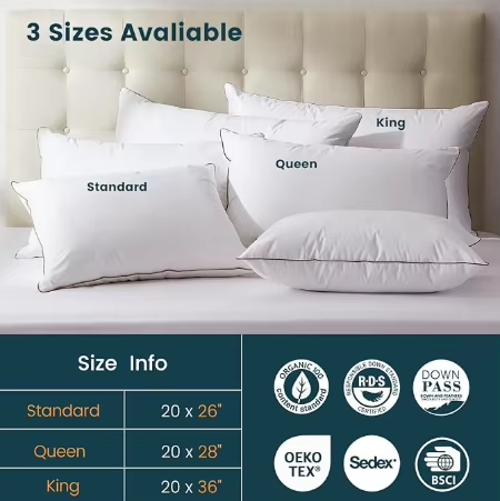 Three sizes available - Standard Queen King